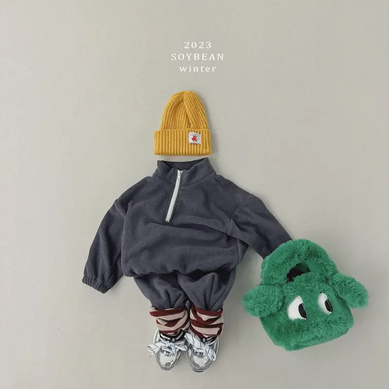 Soybean - Korean Children Fashion - #childofig - Fleece Half Zip-up Top Bottom Set - 5