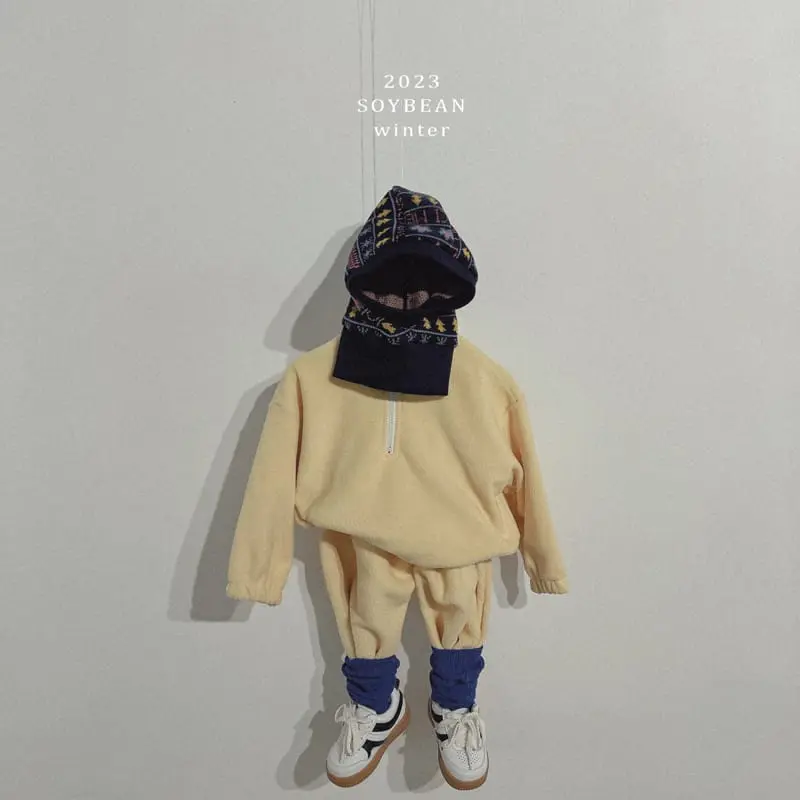 Soybean - Korean Children Fashion - #childofig - Fleece Half Zip-up Top Bottom Set - 6