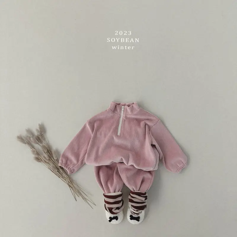 Soybean - Korean Children Fashion - #childrensboutique - M Half Zip-up Top Bottom Set - 2