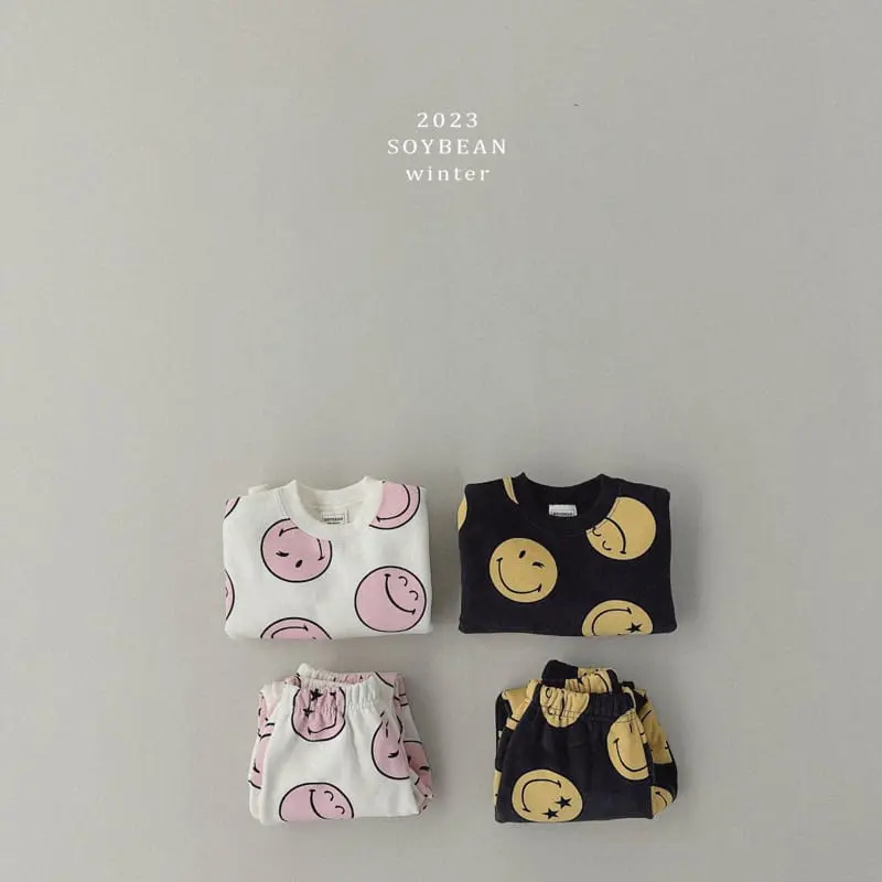 Soybean - Korean Children Fashion - #childrensboutique - Fleece Smile Top Bottom Set - 5