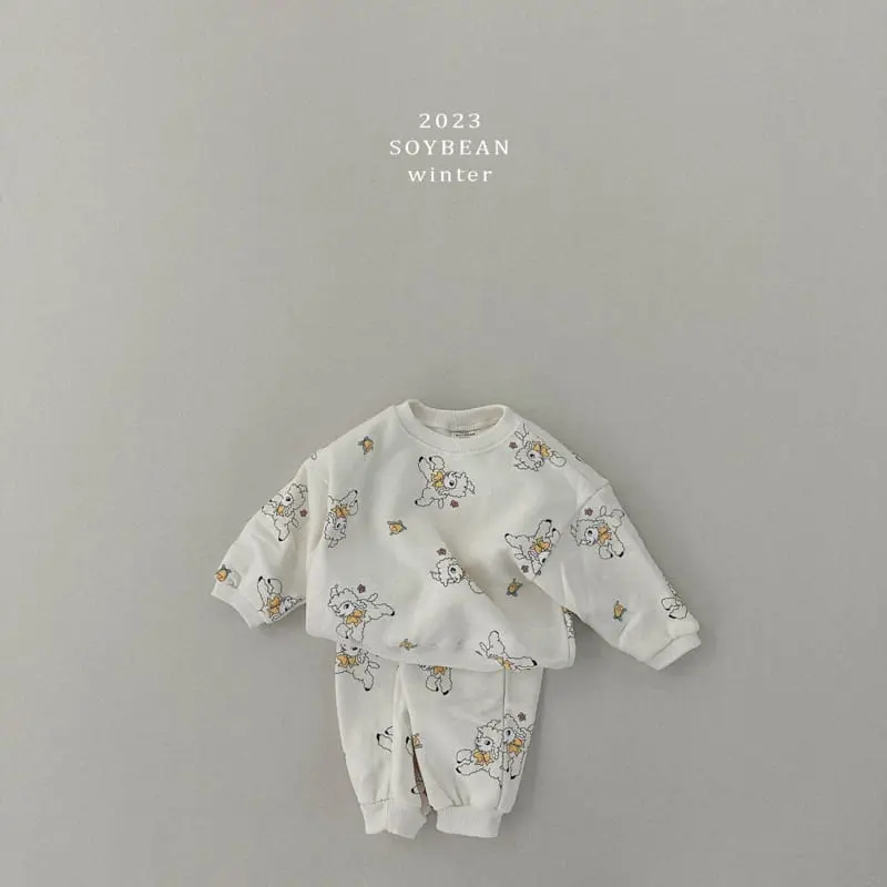 Soybean - Korean Children Fashion - #childofig - Fleece Baby Top Bottom Set - 4