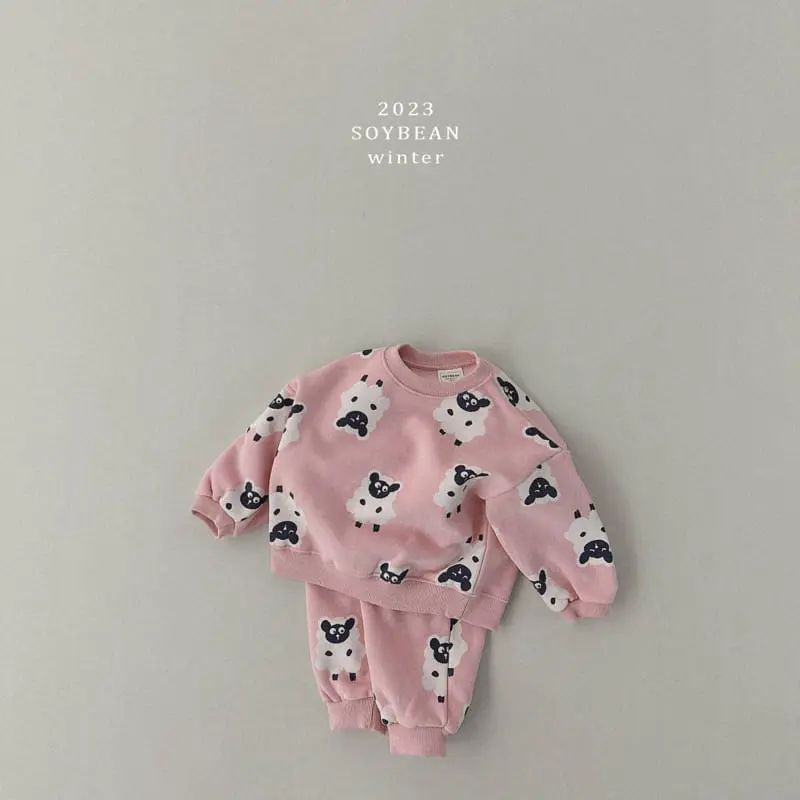 Soybean - Korean Children Fashion - #childofig - Fleece Sheep Top Bottom Set - 4
