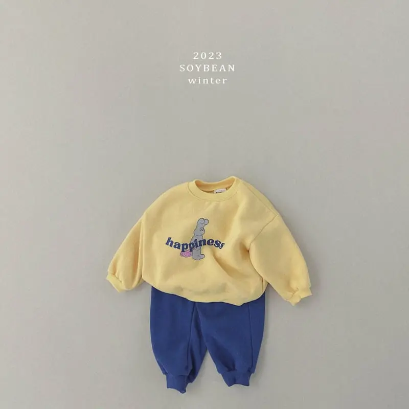 Soybean - Korean Children Fashion - #childrensboutique - Fleece Happiness Top Bottom Set - 3