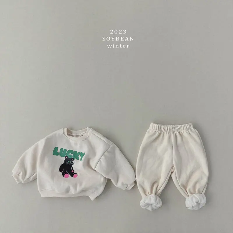 Soybean - Korean Children Fashion - #designkidswear - Fleece Lucky Bear Top Bottom Set - 8