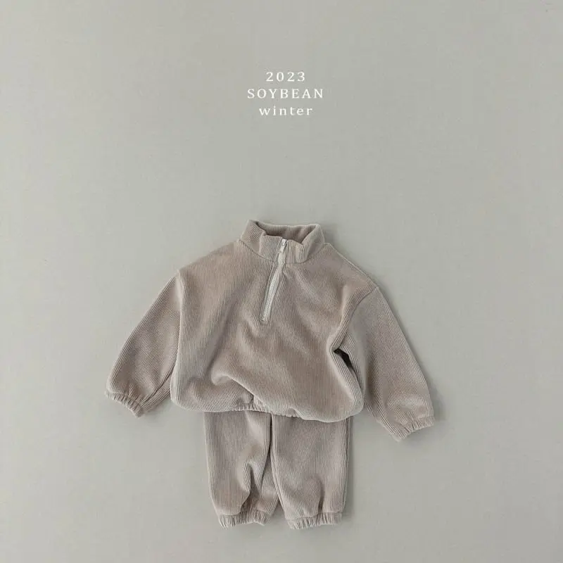 Soybean - Korean Children Fashion - #designkidswear - M Half Zip-up Top Bottom Set - 4
