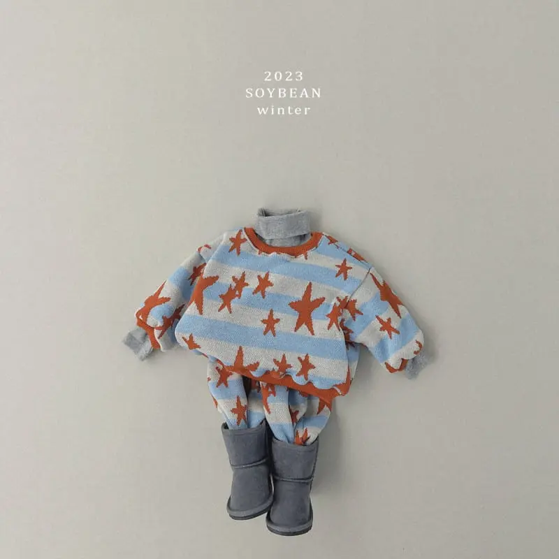 Soybean - Korean Children Fashion - #discoveringself - Fleece Kid Star Knit Top Bottom Set