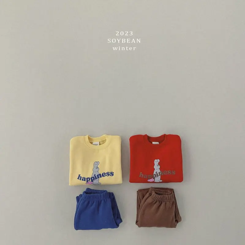 Soybean - Korean Children Fashion - #discoveringself - Fleece Happiness Top Bottom Set - 5