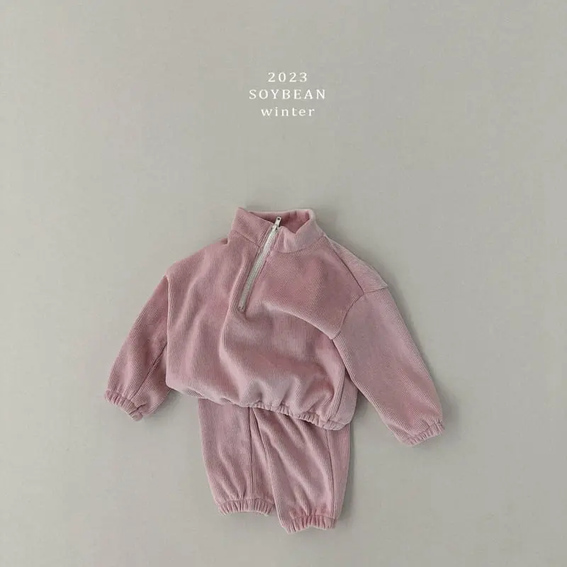 Soybean - Korean Children Fashion - #fashionkids - M Half Zip-up Top Bottom Set - 5