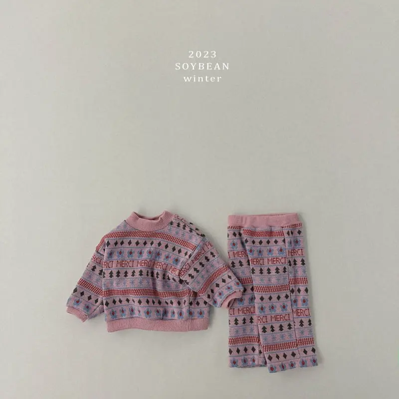 Soybean - Korean Children Fashion - #fashionkids - Vintage Knit Top Bottom Set - 8