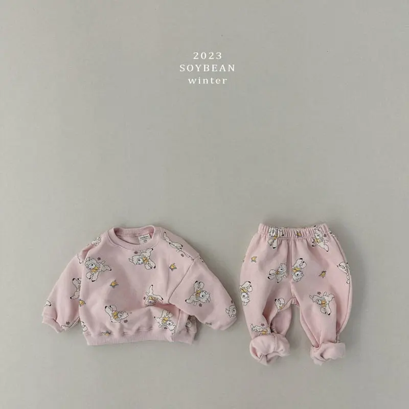 Soybean - Korean Children Fashion - #kidsshorts - Fleece Baby Top Bottom Set - 8