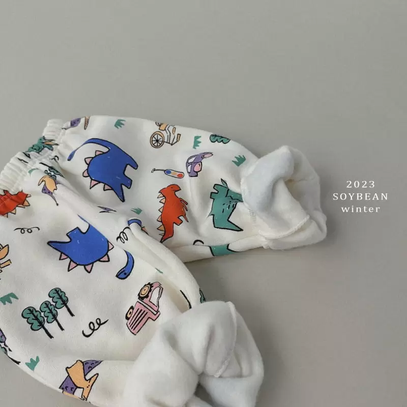 Soybean - Korean Children Fashion - #kidsshorts - Fleece Dino Top Bottom Set - 9