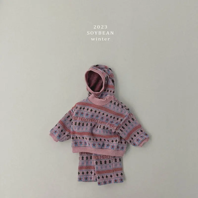 Soybean - Korean Children Fashion - #kidsshorts - Vintage Knit Top Bottom Set - 9