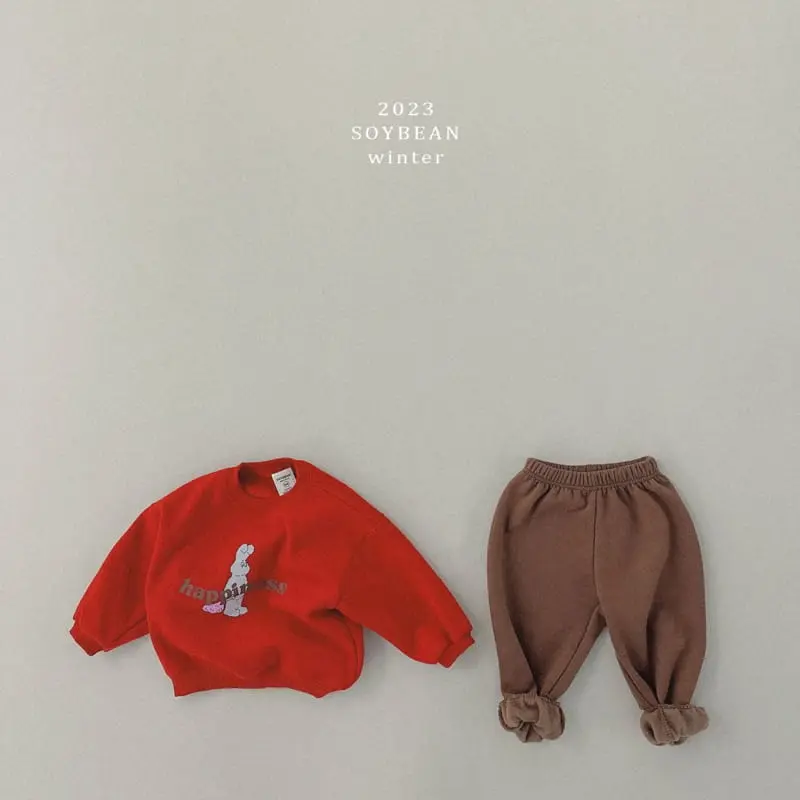 Soybean - Korean Children Fashion - #kidsshorts - Fleece Happiness Top Bottom Set - 7