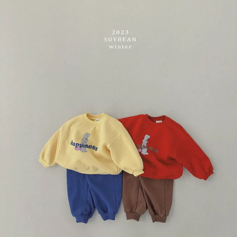 Soybean - Korean Children Fashion - #kidsstore - Fleece Happiness Top Bottom Set - 8