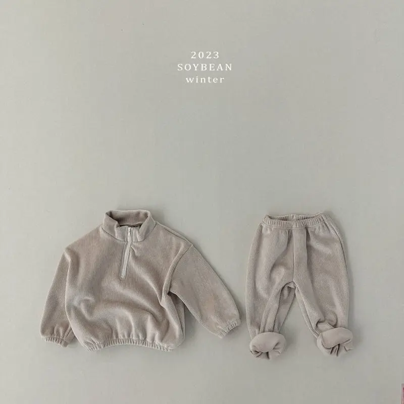 Soybean - Korean Children Fashion - #kidzfashiontrend - M Half Zip-up Top Bottom Set - 8