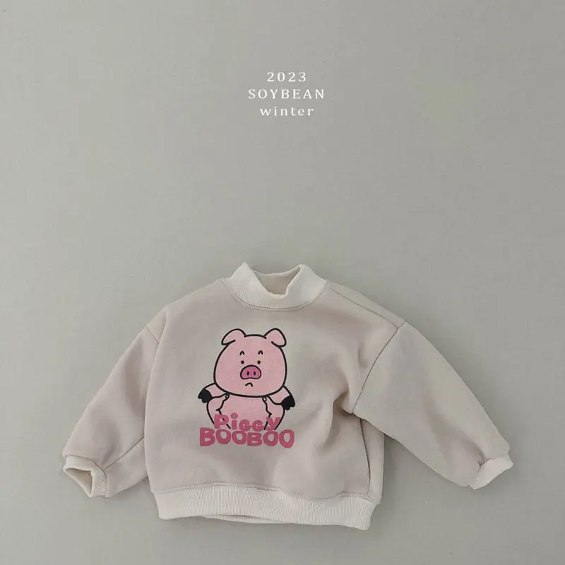 Soybean - Korean Children Fashion - #kidzfashiontrend - Fleece Pig Top Bottom Set - 8