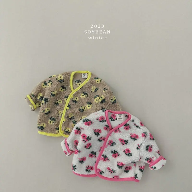 Soybean - Korean Children Fashion - #littlefashionista - Fleece Winter Flower Jacket - 9