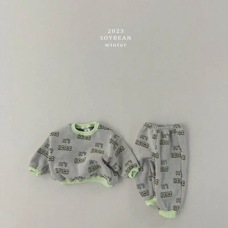 Soybean - Korean Children Fashion - #littlefashionista - Fleece Cherry Knit Top Bottom Set - 8