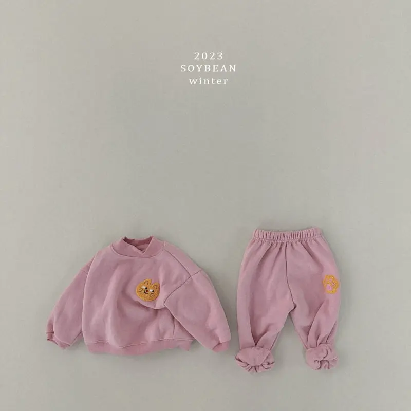 Soybean - Korean Children Fashion - #littlefashionista - Fleece Kitty Yop Bottom Set - 8