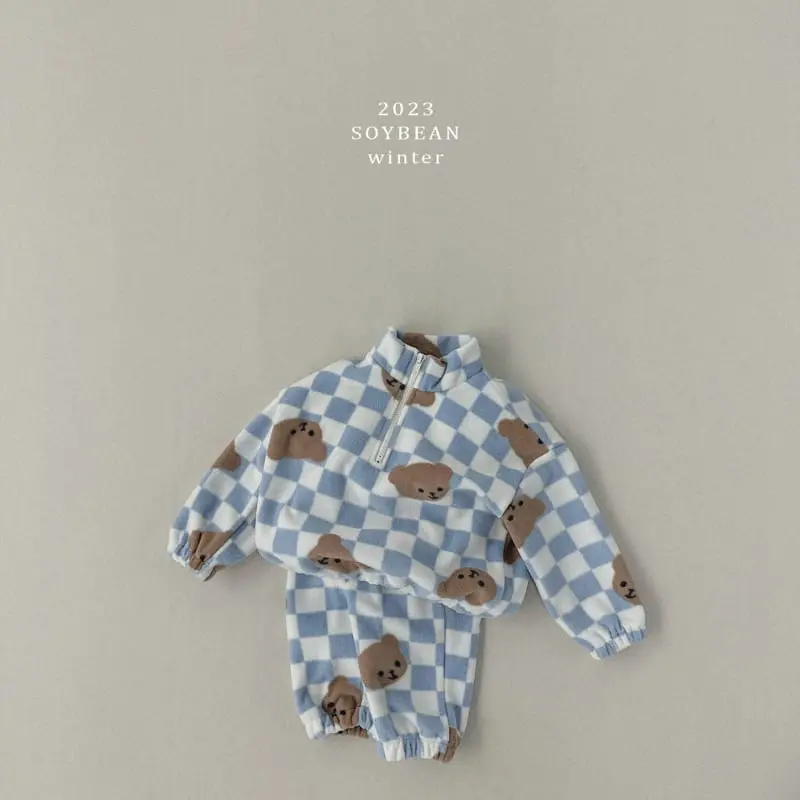 Soybean - Korean Children Fashion - #littlefashionista - Bear Fleece Top Bottom Set - 4