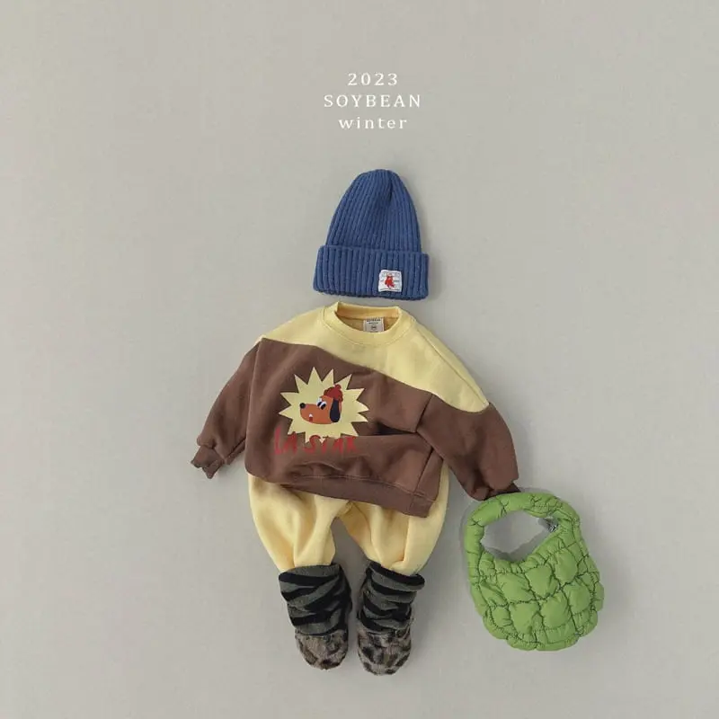 Soybean - Korean Children Fashion - #magicofchildhood - Fleece Puppy Star Top Bottom Set - 2