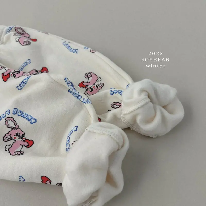 Soybean - Korean Children Fashion - #magicofchildhood - Fleece Love Bunny Top Bottom Set - 11