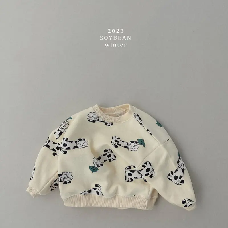 Soybean - Korean Children Fashion - #stylishchildhood - Fleece Kitty Top Bottom Set - 9