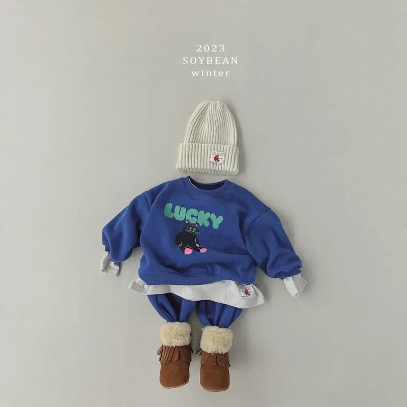 Soybean - Korean Children Fashion - #todddlerfashion - Fleece Lucky Bear Top Bottom Set - 3