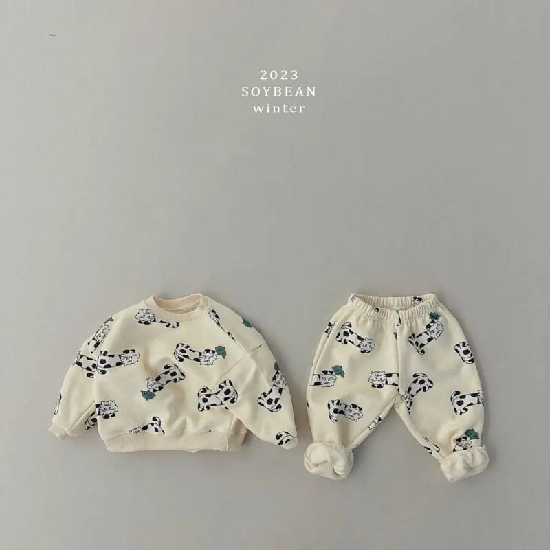 Soybean - Korean Children Fashion - #todddlerfashion - Fleece Kitty Top Bottom Set - 7