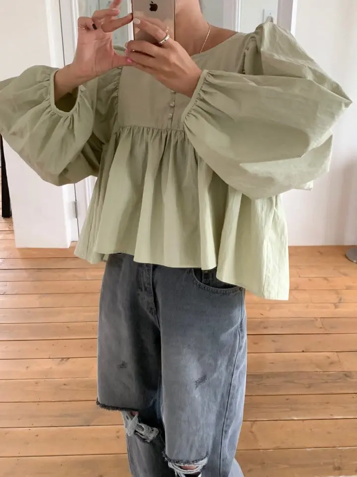 Sunder Market - Korean Women Fashion - #momslook - Balloon Shirring Blouse - 10