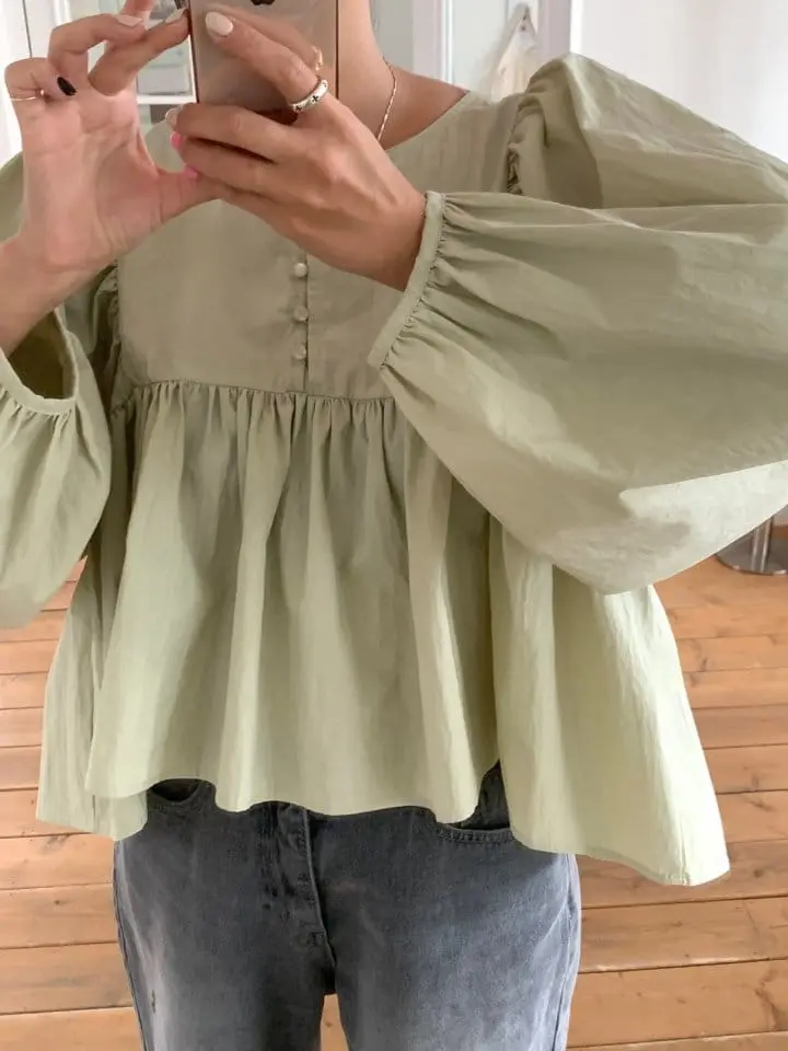 Sunder Market - Korean Women Fashion - #momslook - Balloon Shirring Blouse - 11