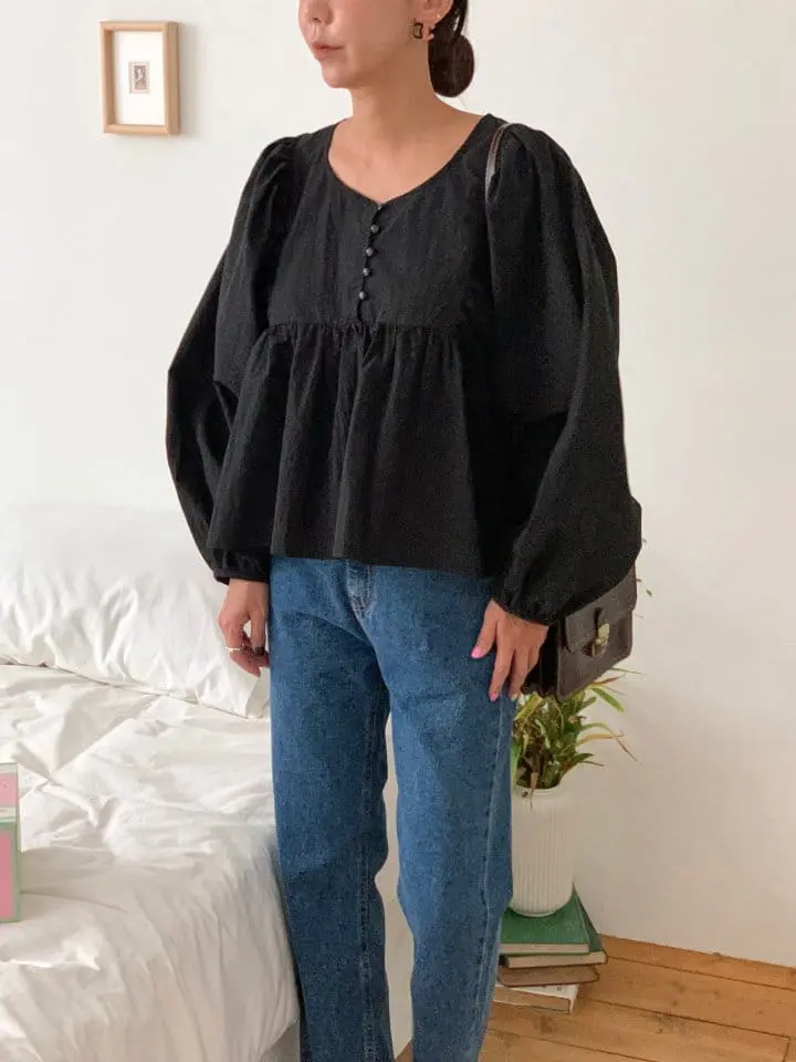 Sunder Market - Korean Women Fashion - #momslook - Balloon Shirring Blouse - 8