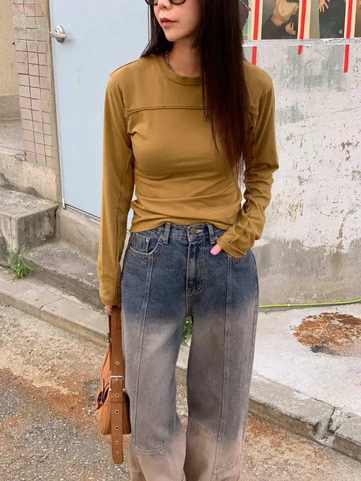 Sunder Market - Korean Women Fashion - #momslook - Slit Modal Tee - 8