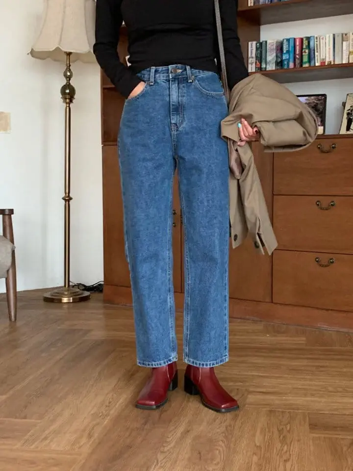 Sunder Market - Korean Women Fashion - #momslook - Dark Blue Straight Pants