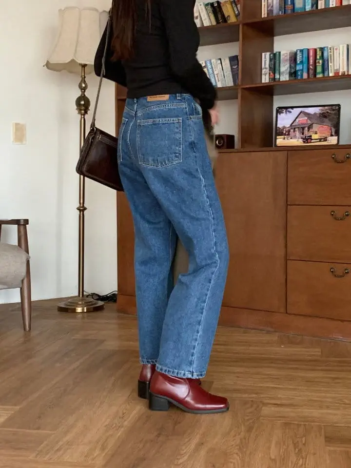 Sunder Market - Korean Women Fashion - #momslook - Dark Blue Straight Pants - 3