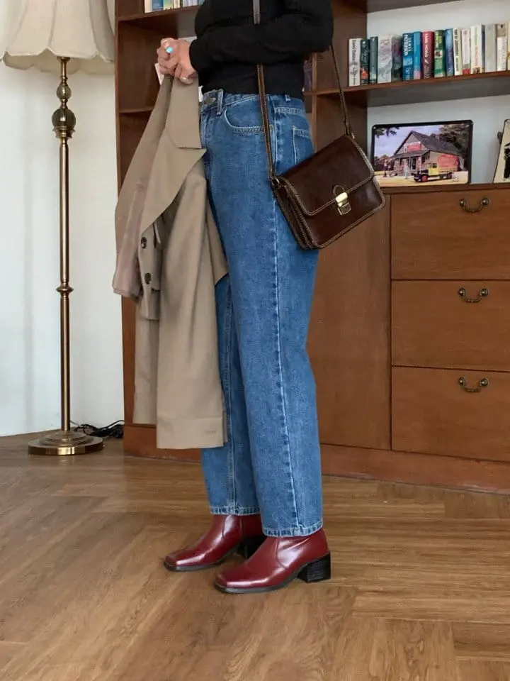 Sunder Market - Korean Women Fashion - #momslook - Dark Blue Straight Pants - 5