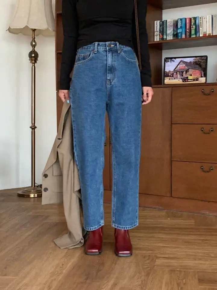 Sunder Market - Korean Women Fashion - #momslook - Dark Blue Straight Pants - 7