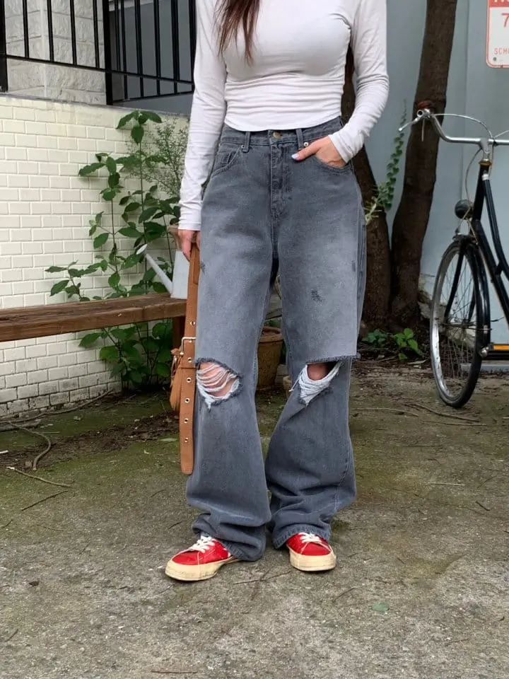 Sunder Market - Korean Women Fashion - #restrostyle - Gray Vintage Pants - 4