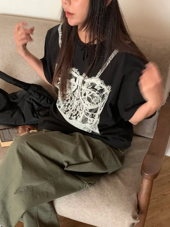Sunder Market - Korean Women Fashion - #vintagekidsstyle - Corset Tee - 7