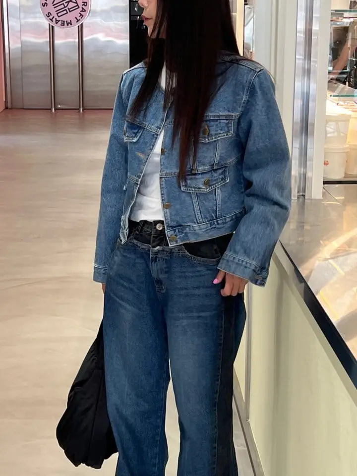 Sunder Market - Korean Women Fashion - #momslook - Swing Denim Jacket - 4