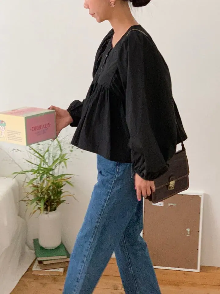Sunder Market - Korean Women Fashion - #womensfashion - Balloon Shirring Blouse - 5