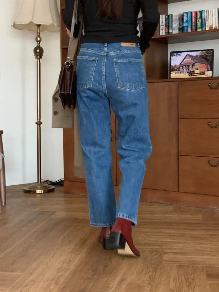 Sunder Market - Korean Women Fashion - #momslook - Dark Blue Straight Pants - 4