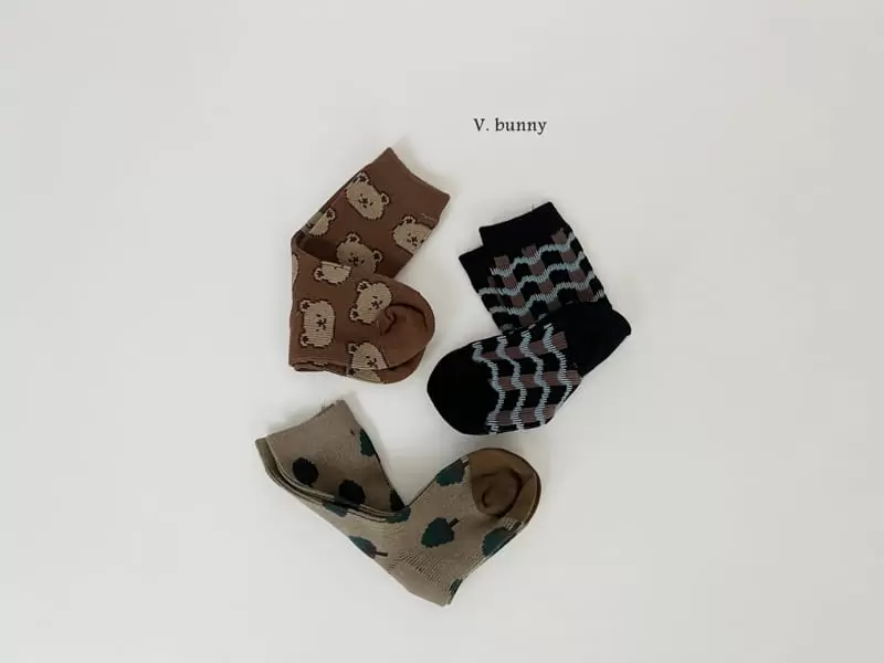 V Bunny - Korean Children Fashion - #discoveringself - Wave Socks Set - 3