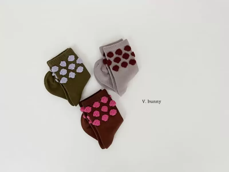 V Bunny - Korean Children Fashion - #todddlerfashion - Pong Pong Pong Socks Set - 10