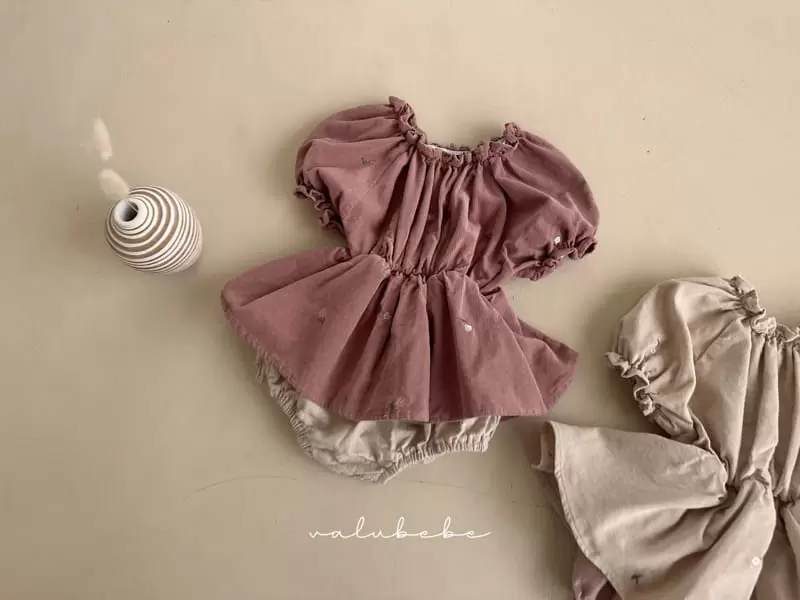 Valu Bebe - Korean Baby Fashion - #babyclothing - Flower Embroidery Layered Bodysuit - 9