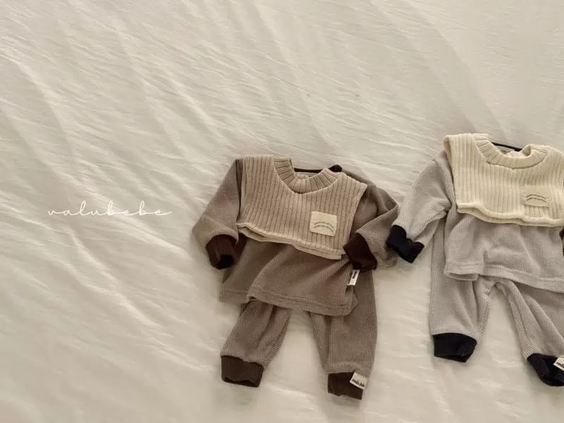 Valu Bebe - Korean Baby Fashion - #babyclothing - Basic Rib Top Bottom Set - 2