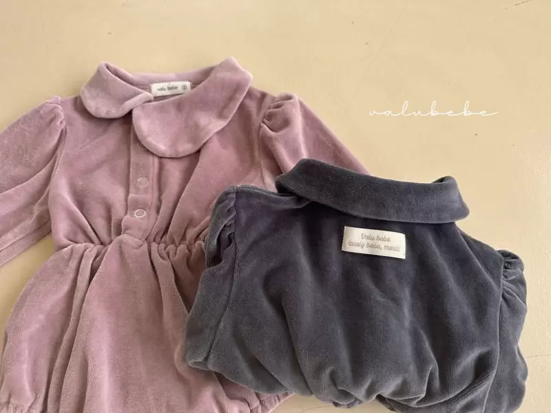 Valu Bebe - Korean Baby Fashion - #babyfever - Circle Collar Veloure Bodysuit - 7