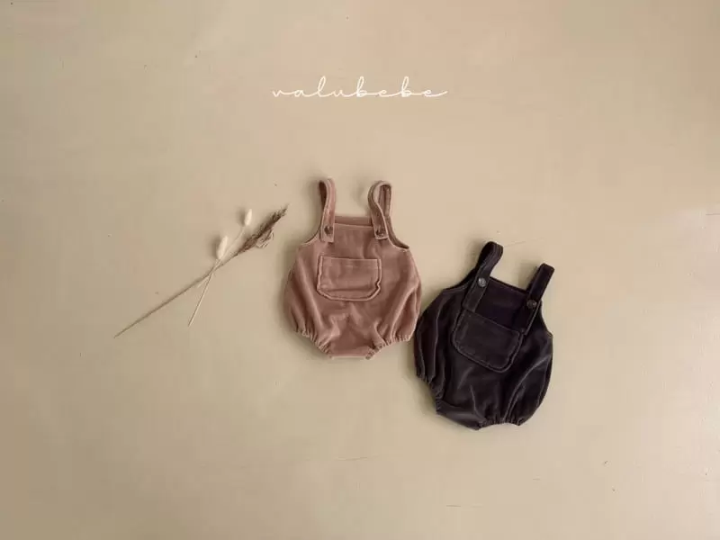 Valu Bebe - Korean Baby Fashion - #babyfever - Veloure Dungarees Bodysuit