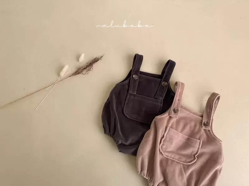 Valu Bebe - Korean Baby Fashion - #babygirlfashion - Veloure Dungarees Bodysuit - 2