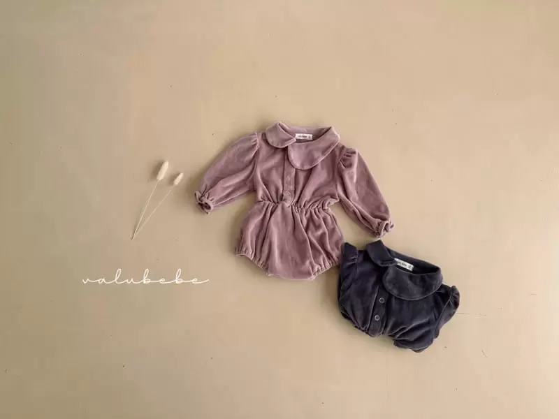 Valu Bebe - Korean Baby Fashion - #babyootd - Circle Collar Veloure Bodysuit - 11